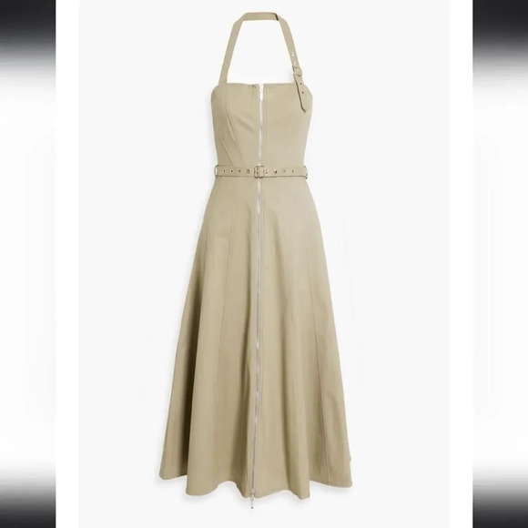 NICHOLAS Delilah buckle-detailed cotton-blend twill halterneck midi dres… - Picture 1 of 15